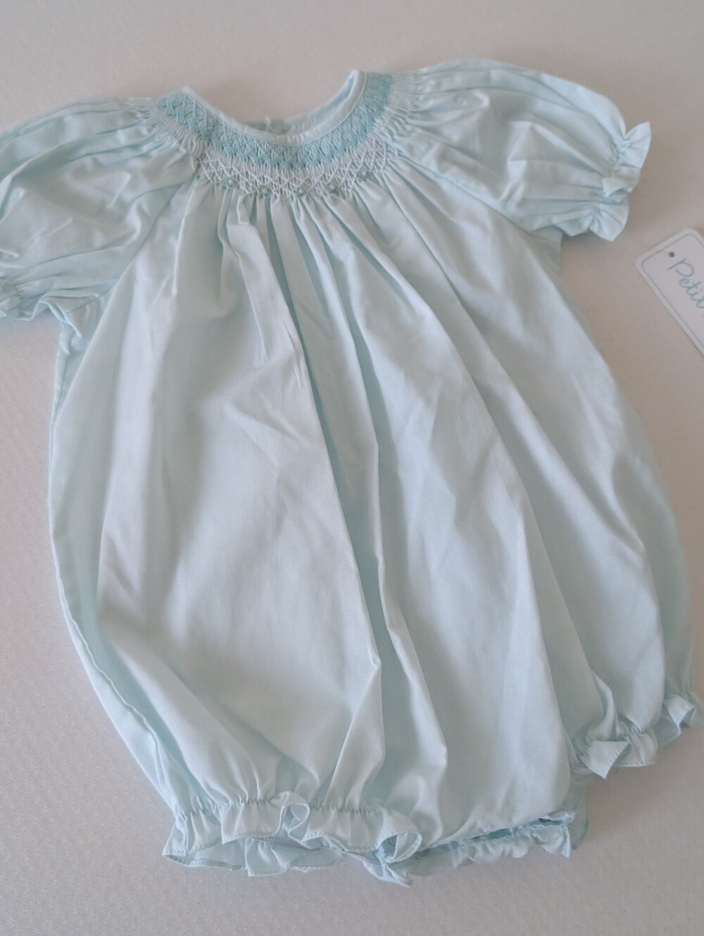 NWT Petit Ami Mint Bishop Smocked Heirloom Rose Bud Bubble 9M